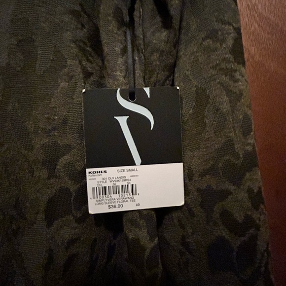 Simply Vera Vera Wang Patterned Long Sleeve Top - green floral - Picture 3 of 7